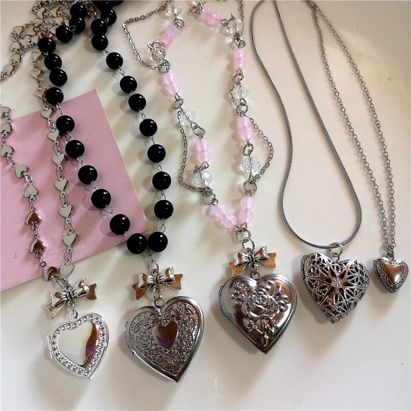 Aesthetic Heart Lockets Pendant