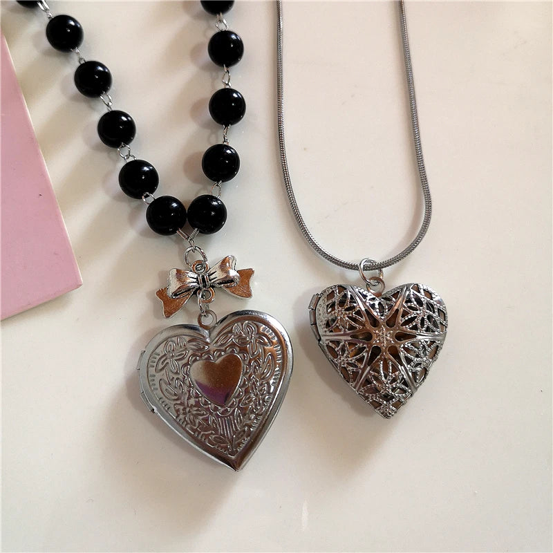 Aesthetic Heart Lockets Pendant