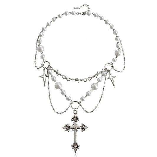 Cross Pearls Necklace